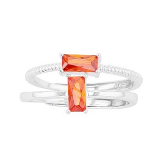 City Luxe Birthstone Simulated Gemstone Duo Ring Set