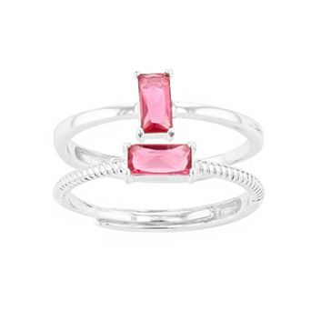 City Luxe Birthstone Simulated Gemstone Duo Ring Set