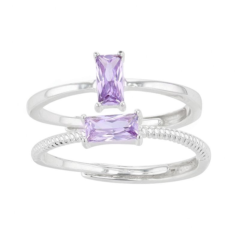 City Luxe Birthstone Simulated Gemstone Duo Ring Set, Womens, Purple