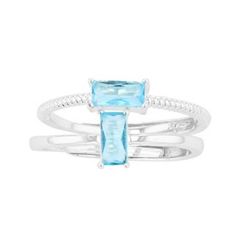 City Luxe Birthstone Simulated Gemstone Duo Ring Set