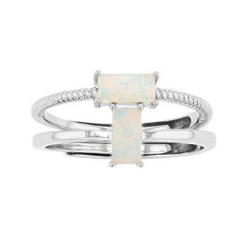 City Luxe Birthstone Simulated Gemstone Duo Ring Set