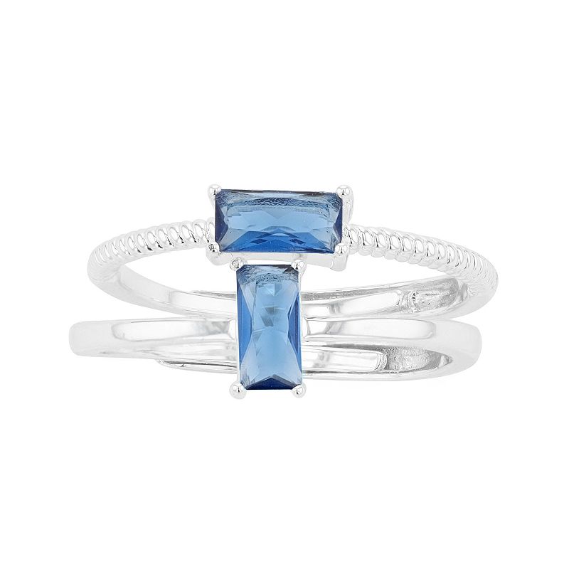 City Luxe Birthstone Simulated Gemstone Duo Ring Set, Womens, Blue