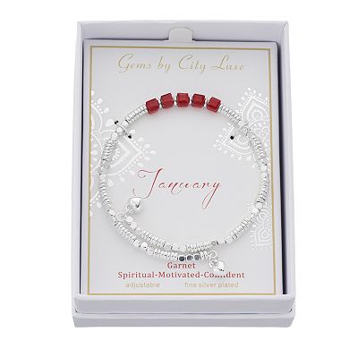 City Luxe Silver Tone Birthstone Beaded Bracelet