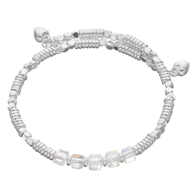 City Luxe Silver Tone Birthstone Beaded Bracelet, Womens, White