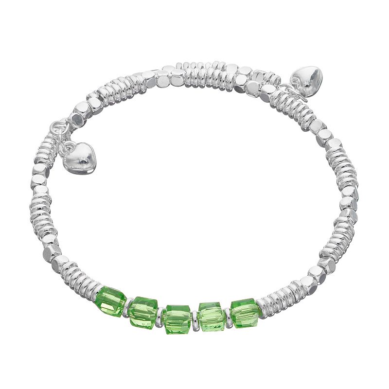 City Luxe Silver Tone Birthstone Beaded Bracelet, Womens, Green