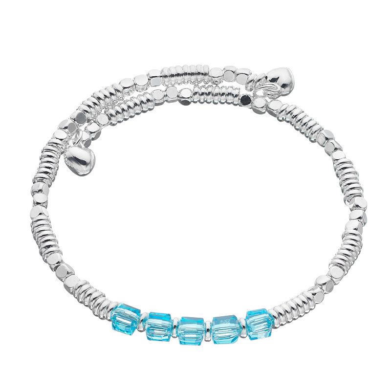 City Luxe Silver Tone Birthstone Beaded Bracelet, Womens, Blue