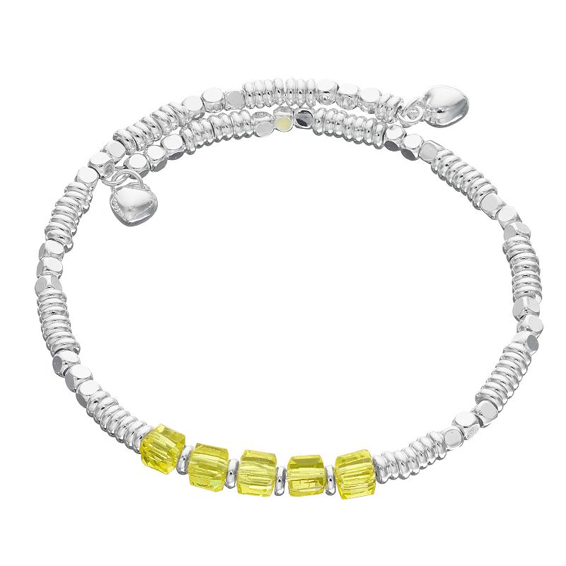 City Luxe Silver Tone Birthstone Beaded Bracelet, Womens, Yellow