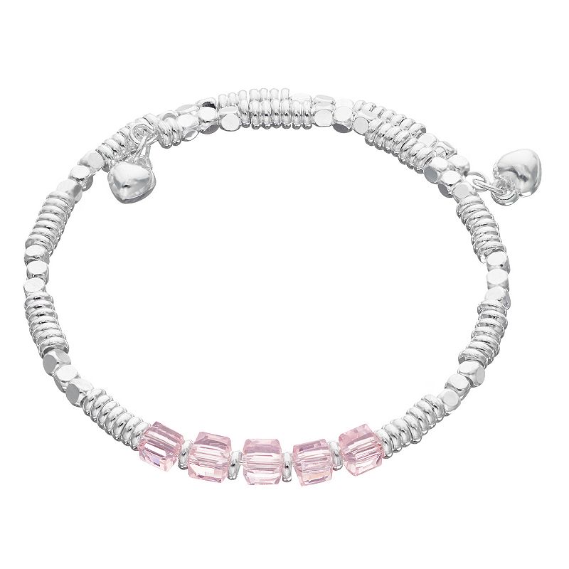 City Luxe Silver Tone Birthstone Beaded Bracelet, Womens, White