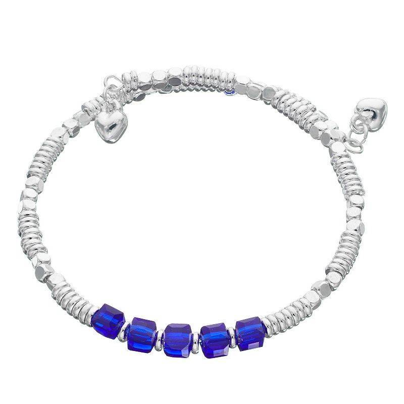 City Luxe Silver Tone Birthstone Beaded Bracelet, Womens, Blue
