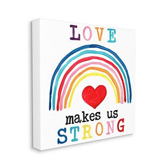 Stupell Home Decor Love Makes Us Strong Rainbow Heart Canvas Wall Art