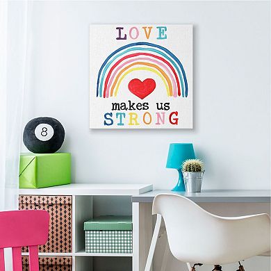 Stupell Home Decor Love Makes Us Strong Rainbow Heart Canvas Wall Art