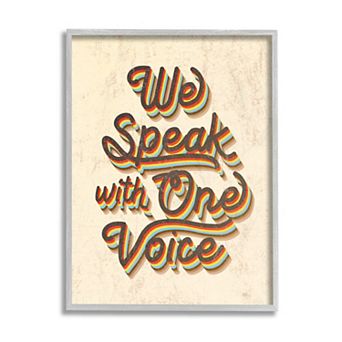 Stupell Home Decor Speak with One Voice Quote Typography Framed Wall Art