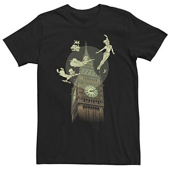 Big & Tall Disney Peter Pan The Darlings Flying By Clock Tower Tee