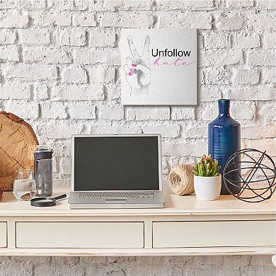 Stupell Home Decor Unfollow Hate Peace Sign Canvas Wall Art