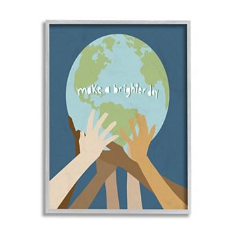 Stupell Home Decor Brighter Day Diverse Hands Framed Wall Art
