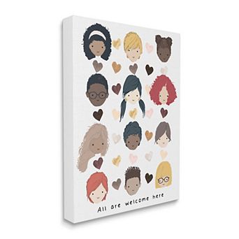 Stupell Home Decor All Welcome Here Child Portrait Canvas Wall Art