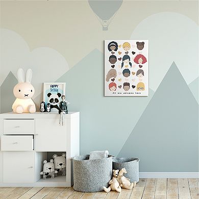 Stupell Home Decor All Welcome Here Child Portrait Canvas Wall Art