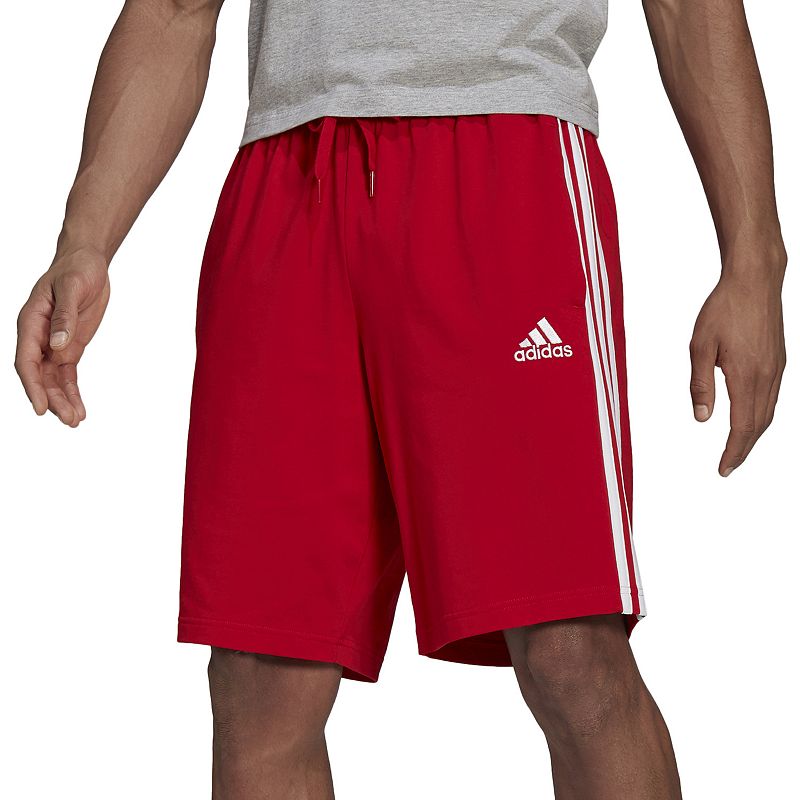 Big & Tall adidas 3-Stripe Jersey Shorts, Mens, Size: Large Tall, Med Red