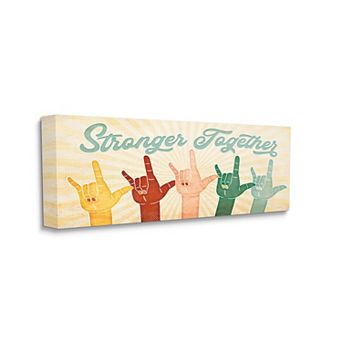 Stupell Home Decor Stronger Together Love You Hand Sign Canvas Wall Art