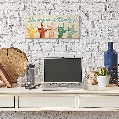 Stupell Home Decor Stronger Together Love You Hand Sign Canvas Wall Art