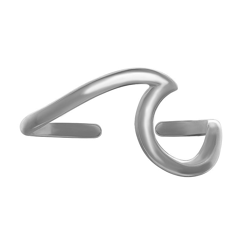 PRIMROSE Sterling Silver Wave Center Toe Ring, Womens, Grey