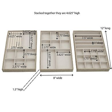 Household Essentials Stackable Jewelry Trays 3-pack Set