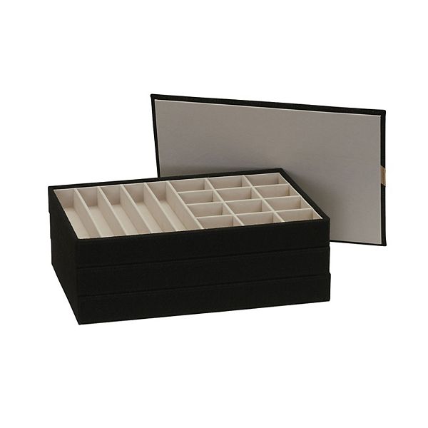 Household Essentials Stackable Jewelry Trays 3-pack Set - Black
