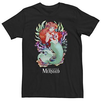 Big & Tall Disney Little Mermaid Watercolor Anime Style Tee