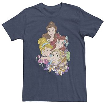 Big & Tall Disney Princess Floral Belle Cinderella Ariel Rapunzel Tee