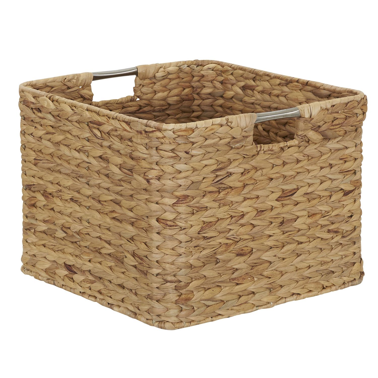 2 Pack Wall Mounted Hyacinth Storage Baskets with Hooks for Bathroom,  Laundry Room, Nursery (15 x 6 x 6 Inches)