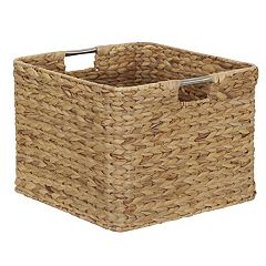 Farmlyn Creek 3-Pack 9 inch Square Wicker Storage Baskets with Liners -  Small Woven Bins for Organizing Kitchen and Closet Shelves