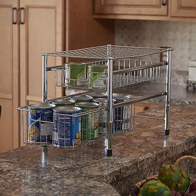 Household Essentials Two Basket Sliding Cabinet Organizer