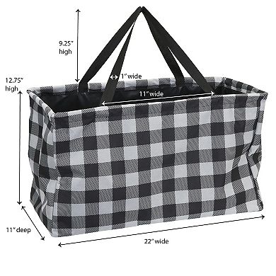 Household Essentials Buffalo Plaid Canvas Utility Tote with Handles