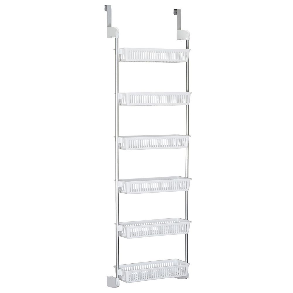 Household Essentials 6 Basket Over-the-Door Storage Rack White, image size:1000x1000