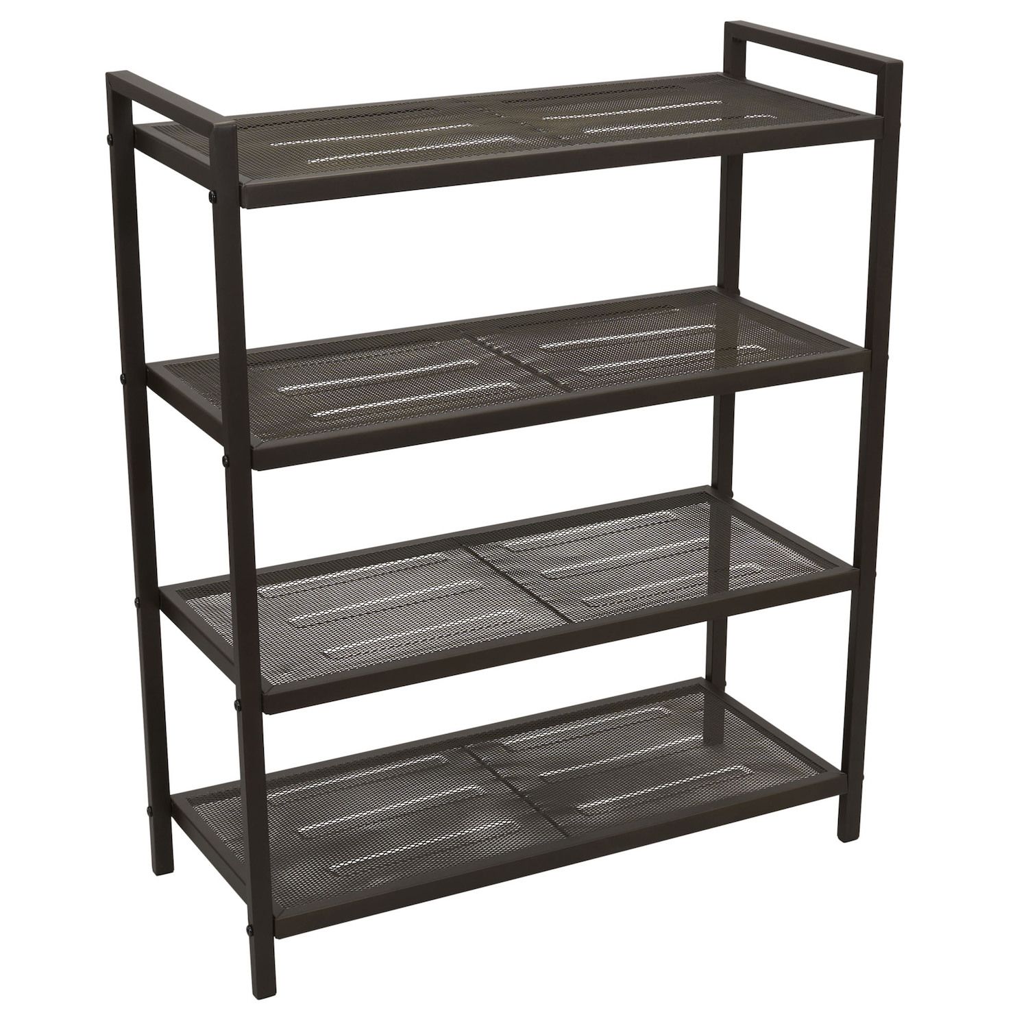 Richards Homewares 2 Shelf Stackable Punch Metal Shoe Rack, Black