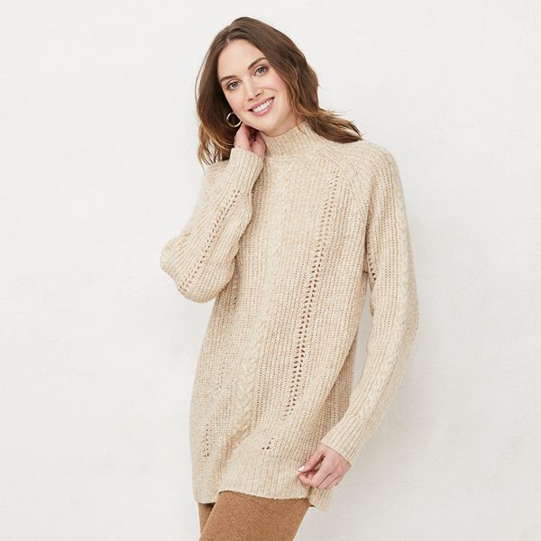 Women's LC Lauren Conrad Cable Front Knitted Tunic Sweater