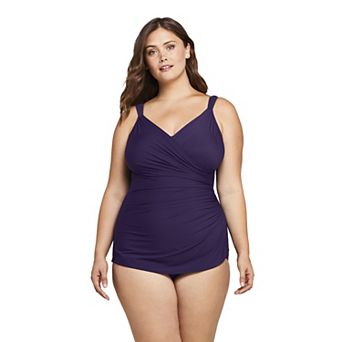 Plus Size Lands' End DDD-Cup SlenderSuit Tummy-Control Skirted One-Piece Swimsuit