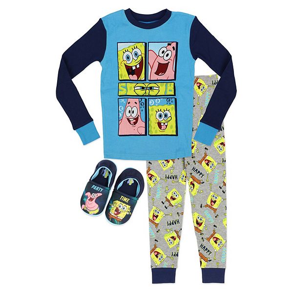 Escarpado ordenar travesura Boys 4-10 Nickelodeon SpongeBob SquarePants Top & Bottoms Pajamas &  Slippers Set