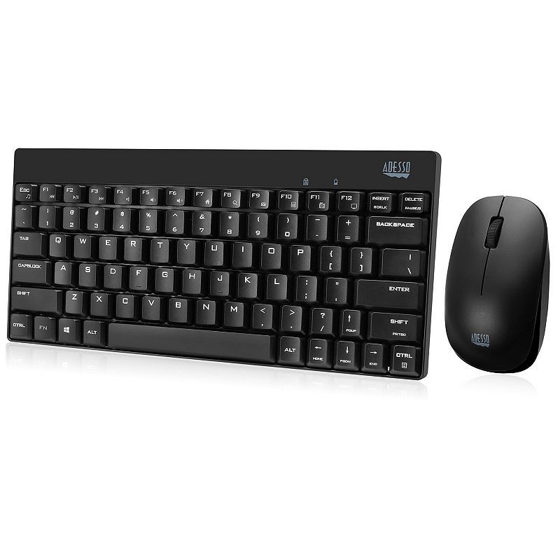 Adesso WKB-1100CB Wireless Spill Resistant Mini Keyboard & Mouse Combo, Mul