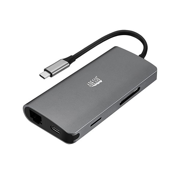 Adesso USB C Docking Station Multiport Adapter Type C Hub HDMI Support 4K, RJ45 Ethernet Port, 100W PD Charging, 3USB, SD/TF Card Reader TAA Compliant