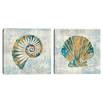 Masterpiece Coastal Beauty II & IV Canvas Wall Art 2 pc Set
