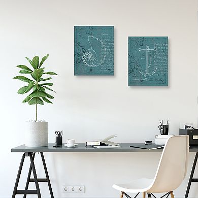 Masterpiece Coastal Blueprint V & VIII by M. Fabiano Canvas Wall Art 2-piece Set