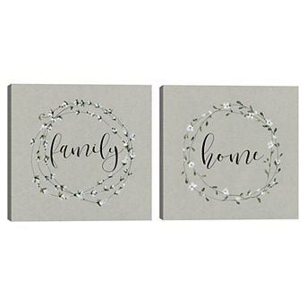 Masterpiece Bouquet Grace Family & Home Wreath Canvas Wall Art 2 pc Set