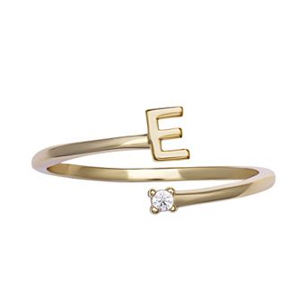 PRIMROSE Sterling Silver Cubic Zirconia Initial Bypass Band Ring
