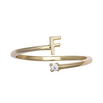 PRIMROSE Sterling Silver Cubic Zirconia Initial Bypass Band Ring