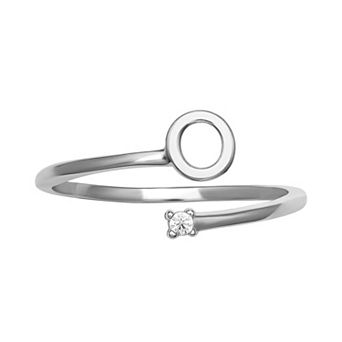 PRIMROSE Sterling Silver Cubic Zirconia Initial Bypass Band Ring