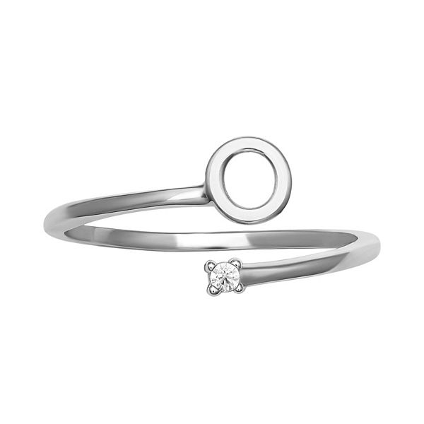 PRIMROSE Sterling Silver Cubic Zirconia Initial Bypass Band Ring - Sterling Silver O (8)