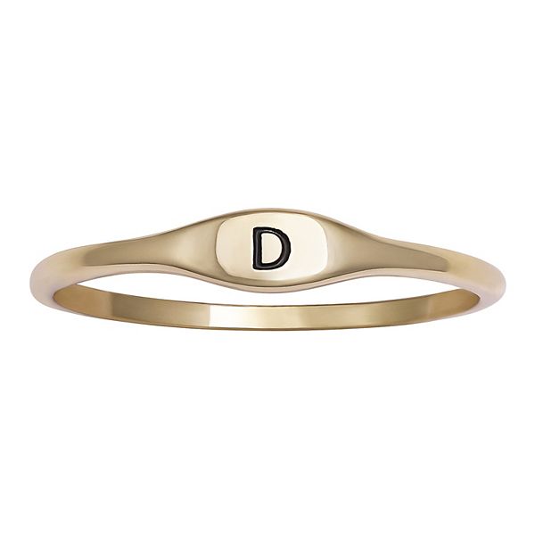 PRIMROSE Polished Oval Oxidized Initial Ring - Gold Tone D (8)