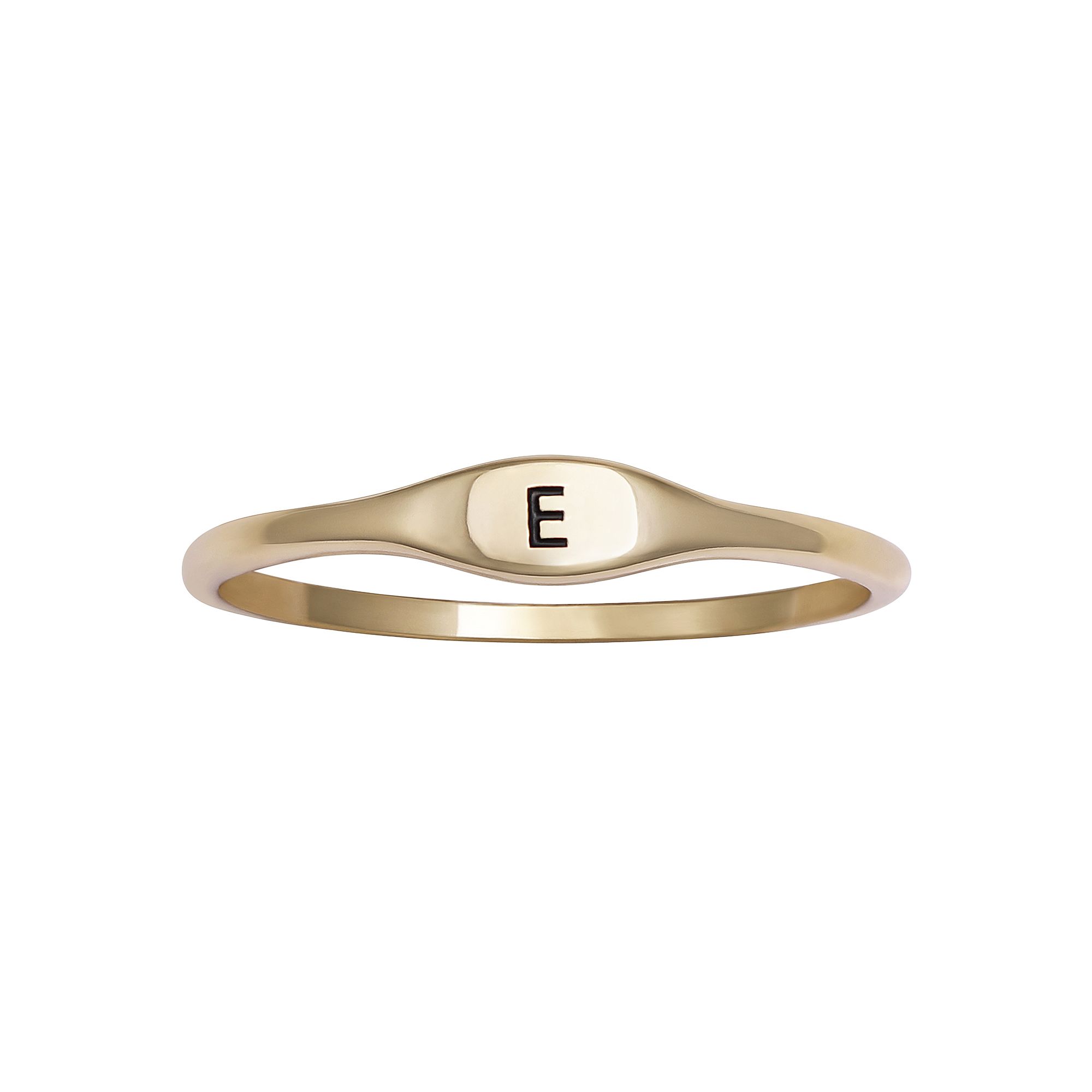 PRIMROSE Polished Oval Oxidized Initial Ring, Womens, Size: 8, Gold Tone E
