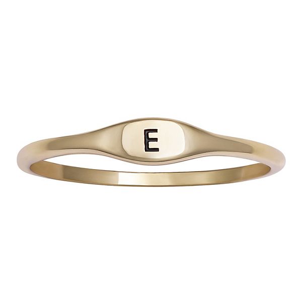 PRIMROSE Polished Oval Oxidized Initial Ring - Gold Tone E (8)